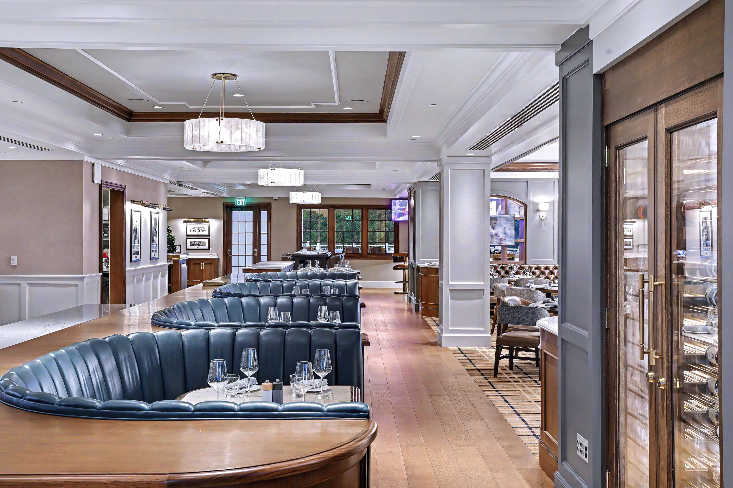 Custom booths and banquettes at Colonial Country Club in Fort Worth, TX