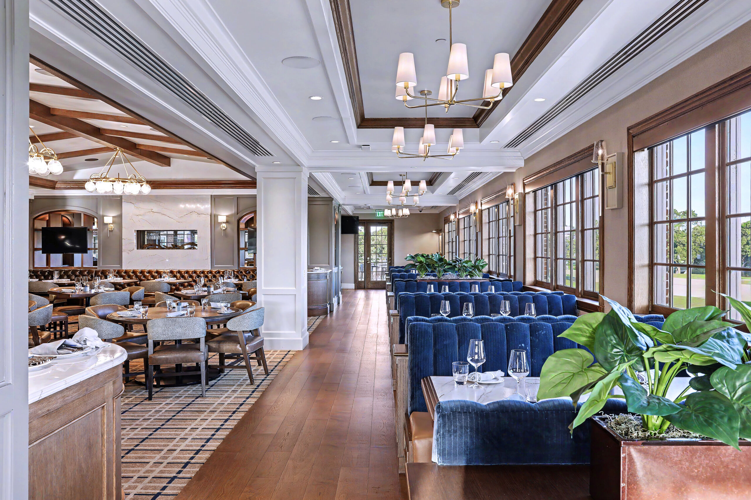 Custom booths and banquettes at Colonial Country Club in Fort Worth, TX