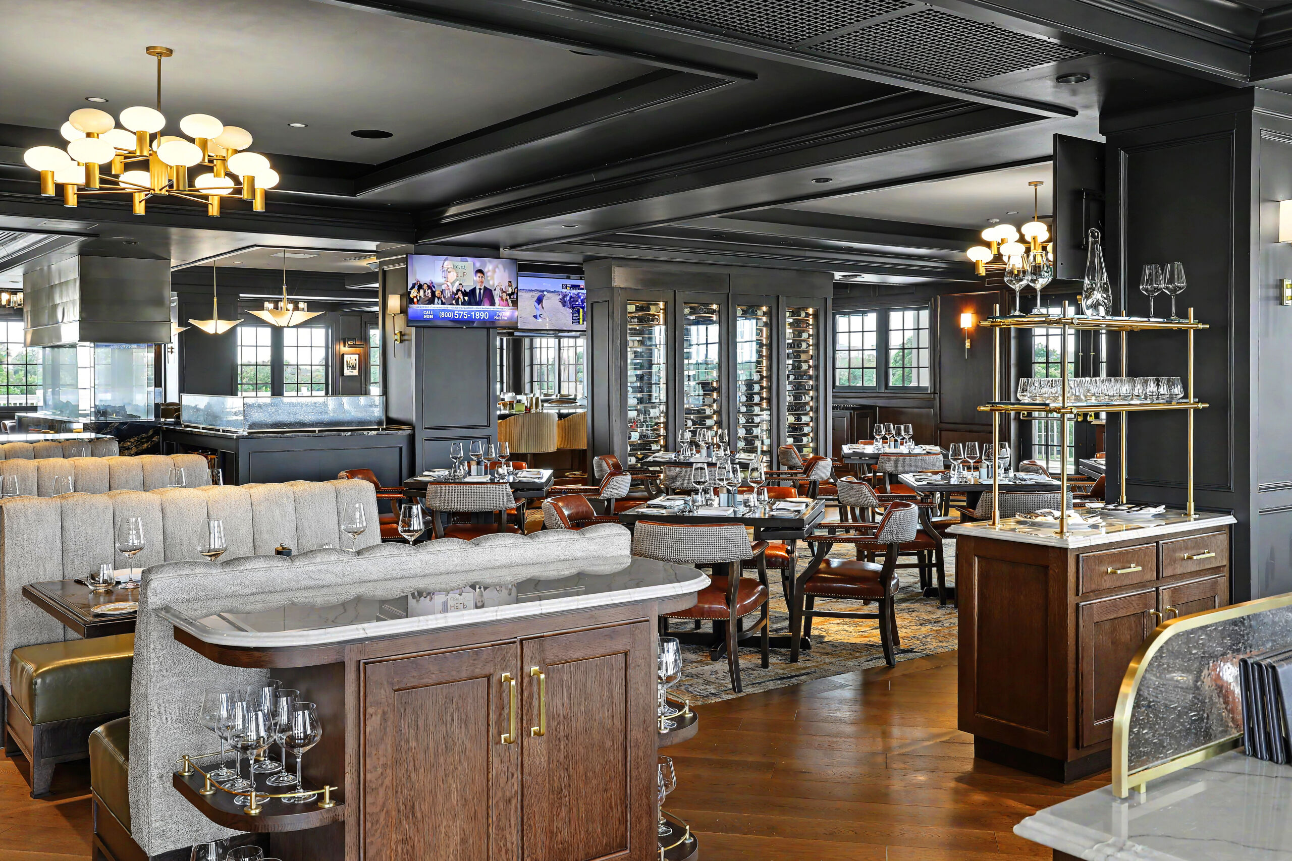 Custom booths and banquettes at Colonial Country Club in Fort Worth, TX